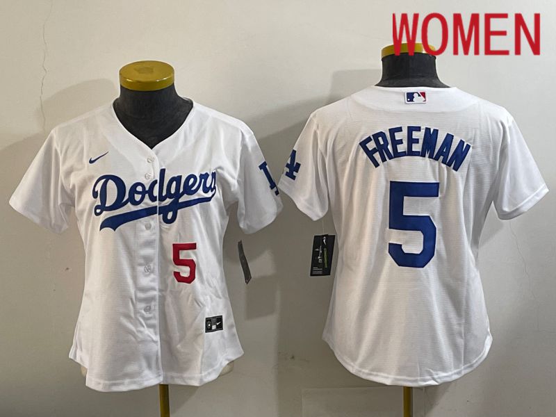 Women Los Angeles Dodgers #5 Freeman White Game 2024 Nike MLB Jersey style 11202